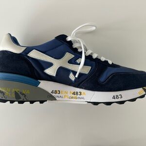 Premiata Blue and White Retro Sneakers